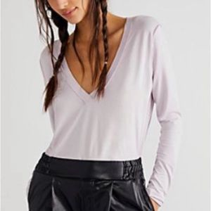 Purple V-Neck Long Sleeve Shirt, Free People, Small